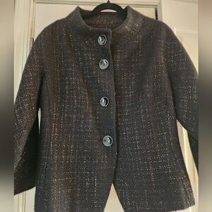 Ann Klein black and gold wool jacket size 16.